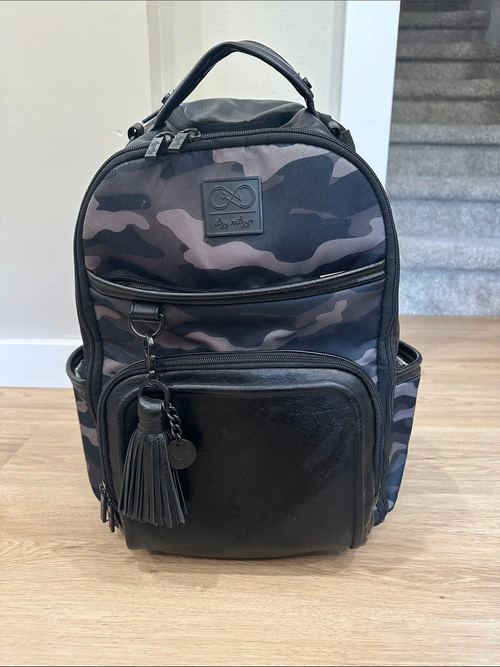 Itzy ritzy Chelsea and Cole collection black camo diaper bag